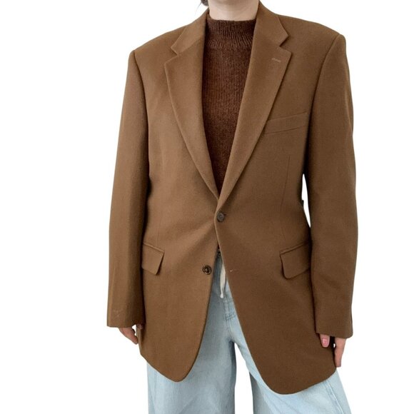 Haspel Mens Brown Tan 100% Cashmere Sport Coat Jacket Blazer Sz 42L - Picture 1 of 11